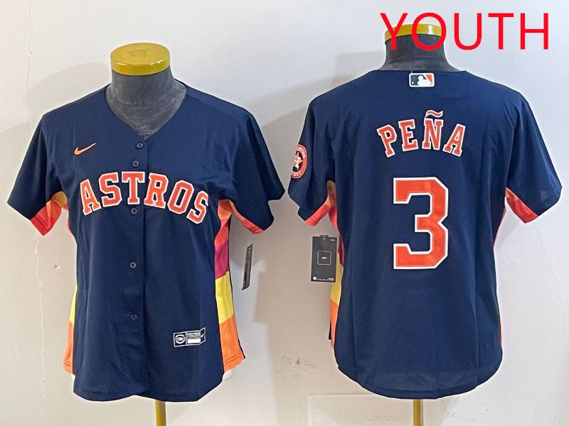 Youth Houston Astros #3 Pena Blue City Edition 2025 Nike MLB Jersey style 1->youth mlb jersey->Youth Jersey